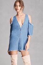 Forever21 Women's  Open-shoulder Denim Top