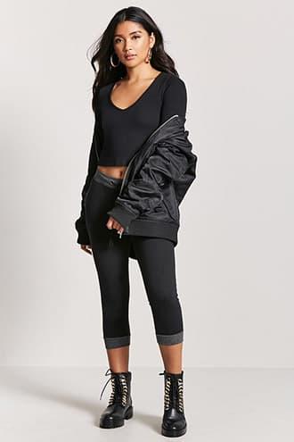 Forever21 Contrast-trim French Terry Joggers