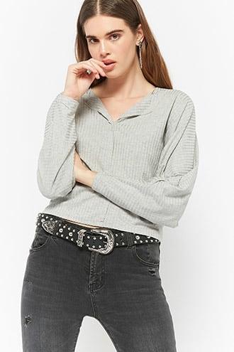 Forever21 Raw-cut Sweater-knit Top