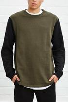 21 Men Men's  Contrast-sleeve Sweatshirt