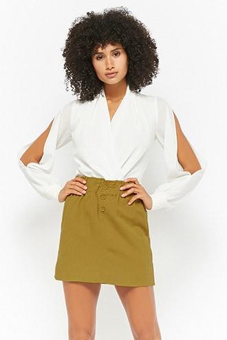 Forever21 Linen Button-front Skirt