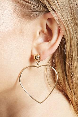 Forever21 Heart Hoop Drop Earrings