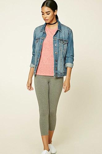 Forever21 Plus Women's  Red Slub Knit Crew Neck Tee