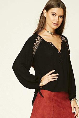 Forever21 Embroidered Sequin Top