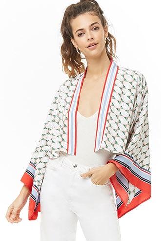 Forever21 Geo Kimono Crop Top