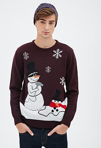 Forever21 Crew Neck Snowman Sweater