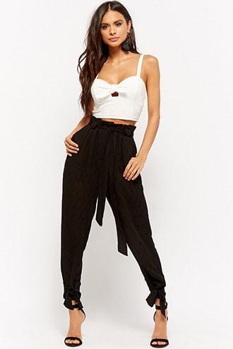 Forever21 Crinkled Paperbag Ankle Pants