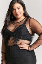 Forever21 Plus Size Sheer Mesh Sequin Embroidered Top