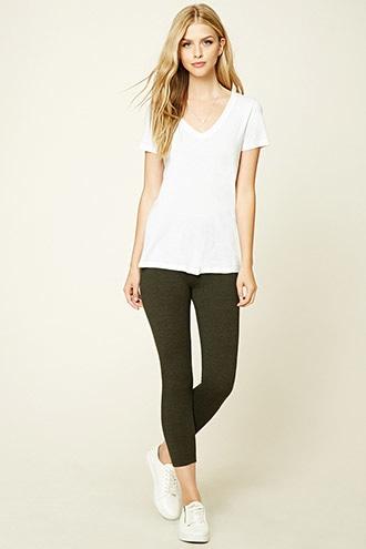 Forever21 Women's  Foliage Capri Leggings