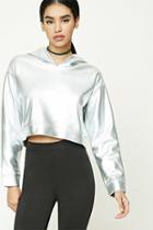 Forever21 Cropped Metallic Hoodie