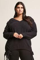 Forever21 Plus Size Chenille Knit Lace-up Sweater