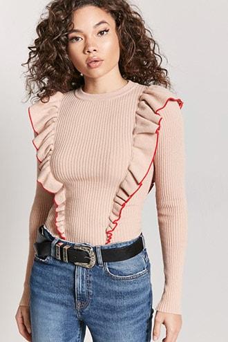Forever21 Ribbed Ruffle Top