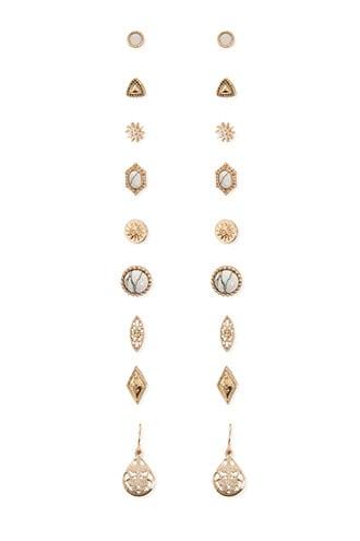 Forever21 Faux Stone Stud & Drop Earring Set