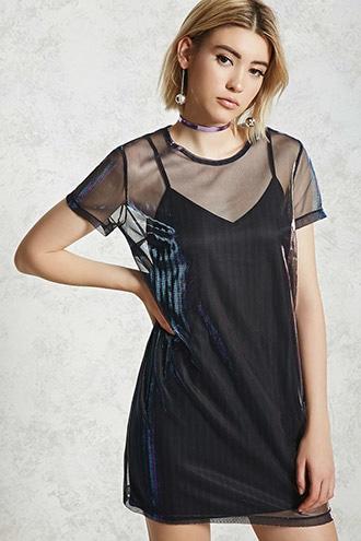 Forever21 Metallic Mesh T-shirt Dress