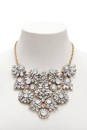 Forever21 Floral Faux Gemstone Statement Necklace