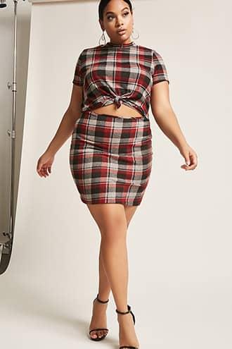 Forever21 Plus Size Plaid Knotted Cutout Dress