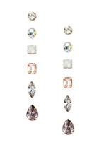 Forever21 Faux Gemstone Stud Set (light Pink/gold)