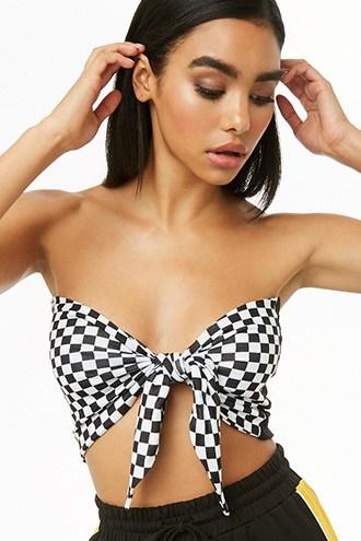 Forever21 Checkered Tie-front Tube Top