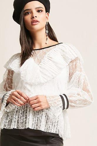 Forever21 Lace Accordion Pleat Top