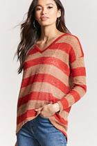 Forever21 Marled Open-knit Stripe Top