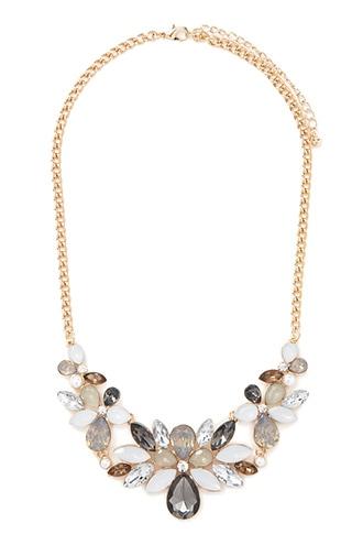 Forever21 Faux Gem Floral Bib Necklace