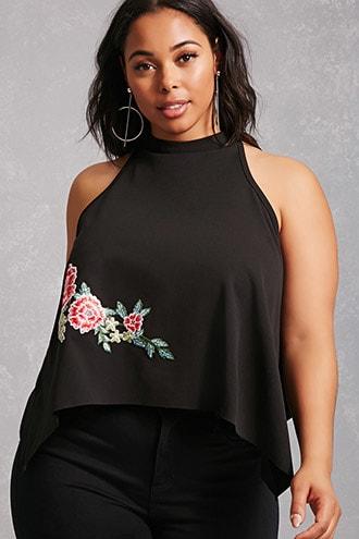 Forever21 Plus Size Floral Applique Top