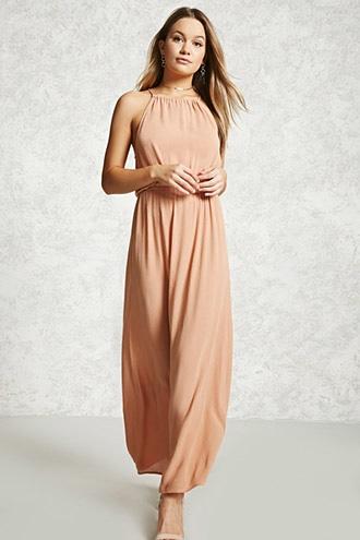 Forever21 High-neck Crinkle Maxi Dress