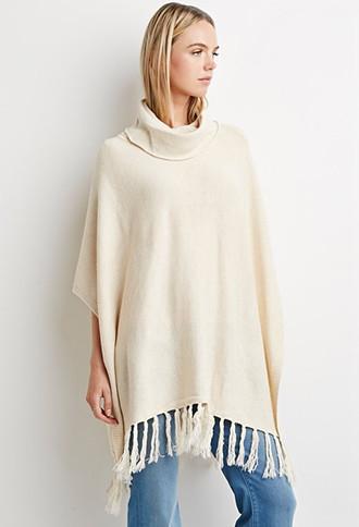 Love21 Women's  Fringed Hem Poncho