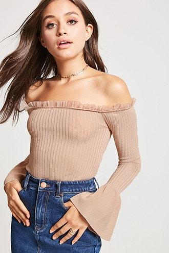 Forever21 Off-the-shoulder Bell Sleeve Top