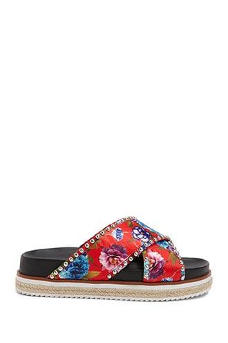 Forever21 Lemon Drop By Privileged Satin Floral Sandals