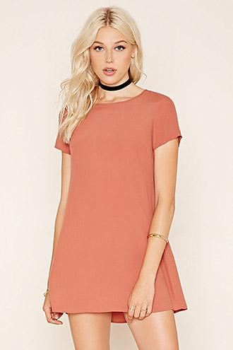 Forever21 Women's  Rust Woven T-shirt Dress