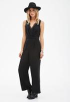 Forever21 Contemporary Eyelash Lace-trimmed Surplice Jumpsuit