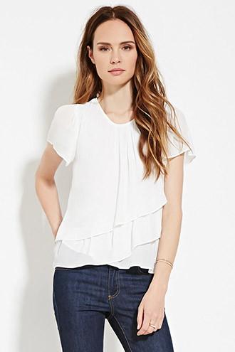 Love21 Women's  Contemporary Ruffled Blouse