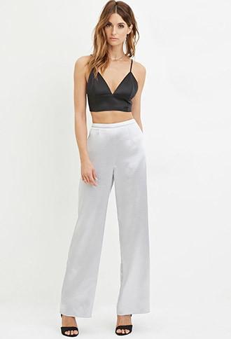 Love21 Textured Satin Wide-leg Pants
