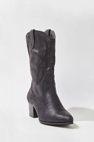 Forever21 Faux Leather Embroidered Boots