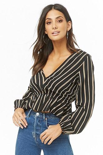 Forever21 Striped Flared Hem Top