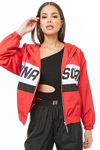 Forever21 Nascar Graphic Hooded Windbreaker