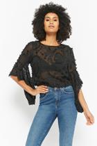 Forever21 Sheer Embroidered Bell-sleeve Top