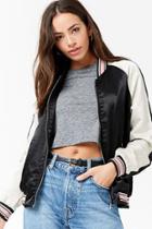 Forever21 Colorblock Satin Bomber Jacket