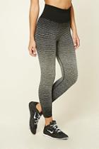 Forever21 Women's  Black & Charcoal Active Stripe Capri Leggings