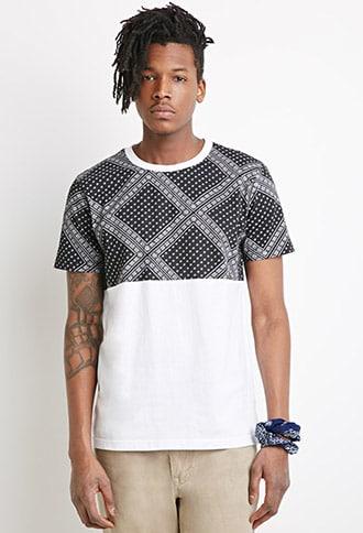 Forever21 Bandana Print-paneled Tee