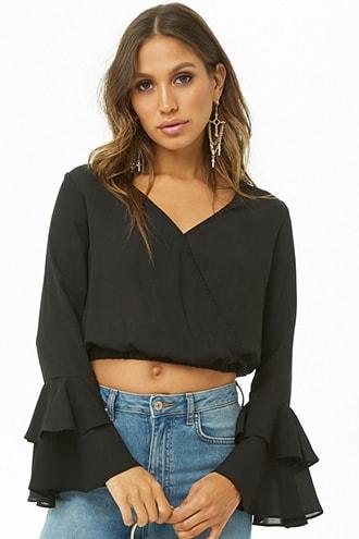 Forever21 Trumpet-sleeve Crop Top