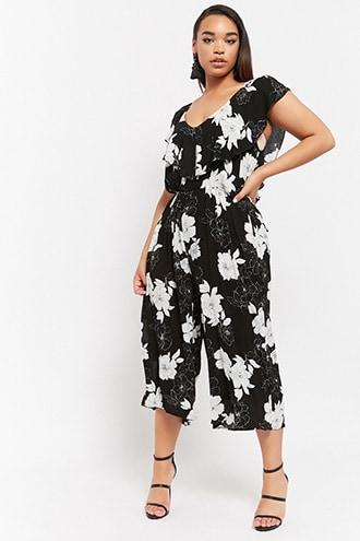 Forever21 Plus Size Floral Flounce Jumpsuit
