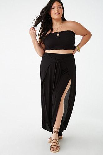 Forever21 Plus Size Crinkled Split-leg Pants