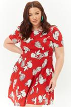 Forever21 Plus Size Leaf Print Fit & Flare Dress