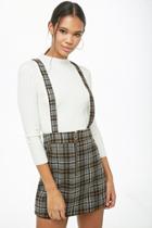 Forever21 Pull-ring Plaid Pinafore Dress