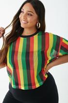Forever21 Plus Size Sheer Striped Boxy Cropped Tee
