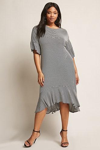 Forever21 Plus Size Stripe Flounce Hem Dress