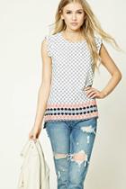 Forever21 Abstract Cap-sleeve Top