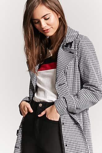Forever21 Gingham Double-breasted Trench Coat